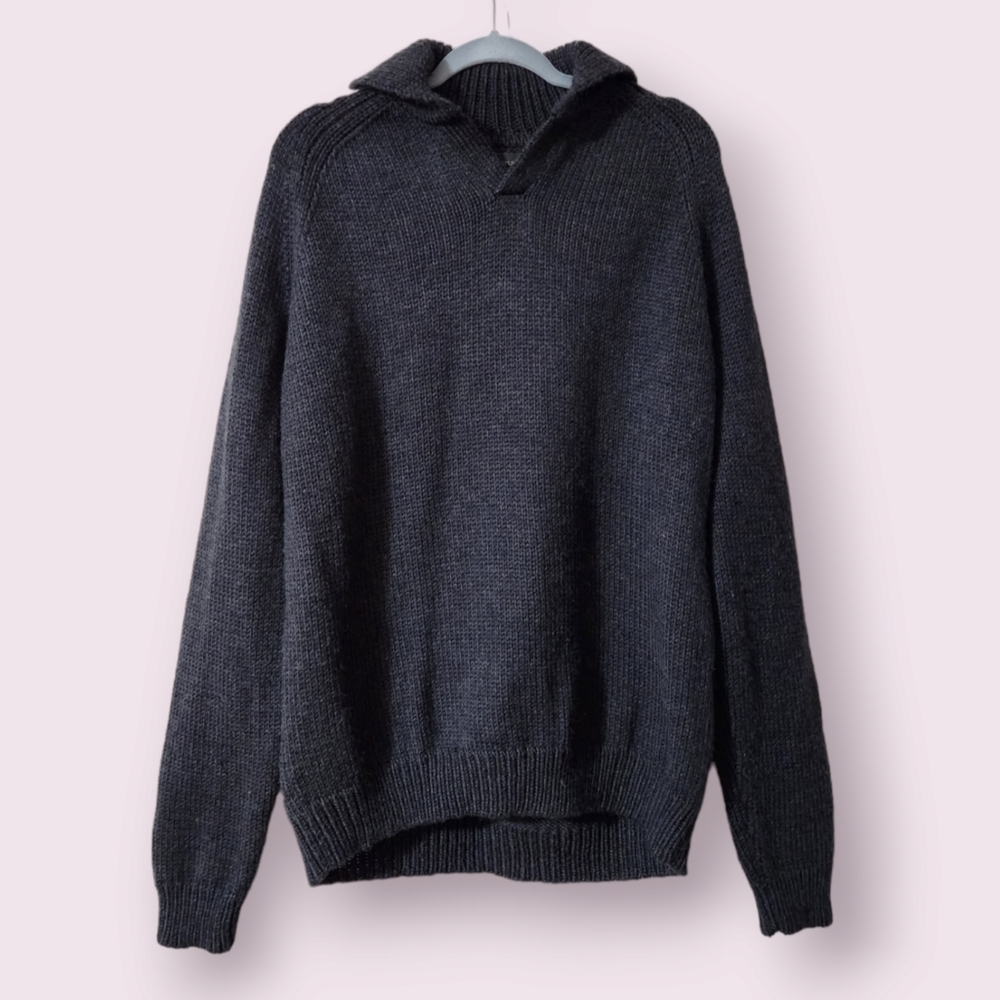 Banana Republic Johnny Collar  Tight Knit Pullover Wool Sweater Mens XL Holiday